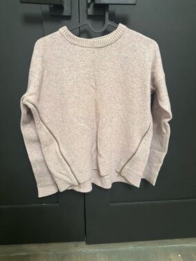 J. Crew Light Pink Crewneck Sweater with Side Zips